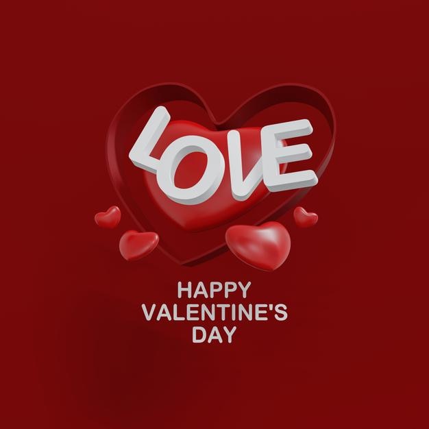 Happy valentines day background template greeting card design 3D illustration