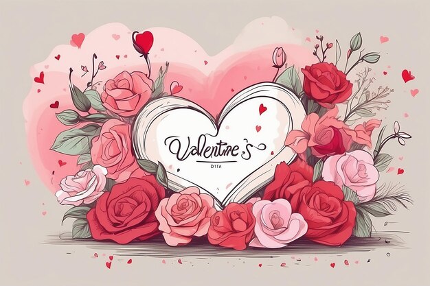 Happy Valentines Day banner with 3d red heart Celebration vector background Love couple