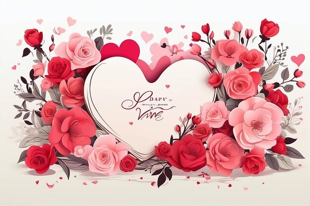 Happy Valentines Day banner with 3d red heart Celebration vector background Love couple