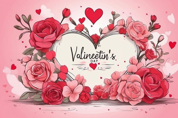 Happy Valentines Day banner with 3d red heart Celebration vector background Love couple