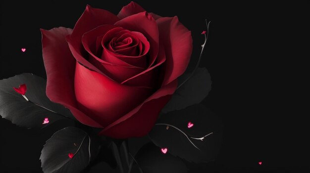 happy valentines day banner with red rose