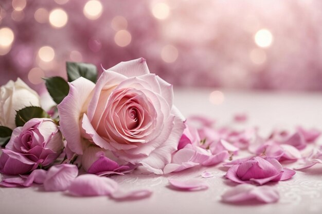 행복한 발렌타인 데이 장미와 빨간색으로 아름다운 배경
