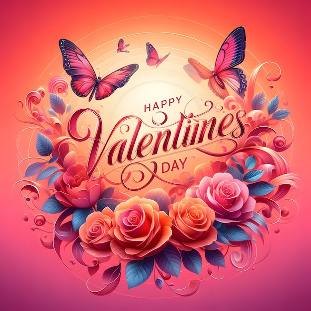 Photo happy valentines day beautifully handlettered in whimsical scrip