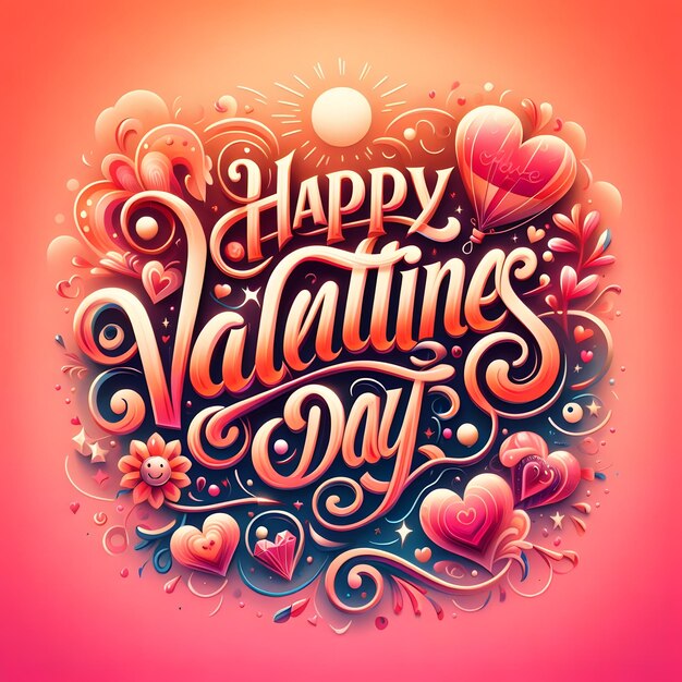 Happy Valentines Day beautifully handlettered in whimsical scrip