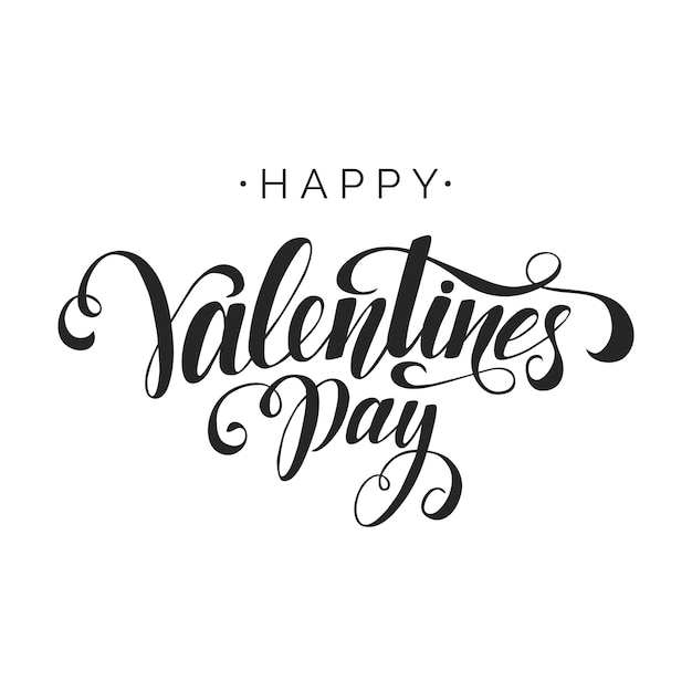 Happy valentines day belettering op witte achtergrond handgeschreven ontwerpelement