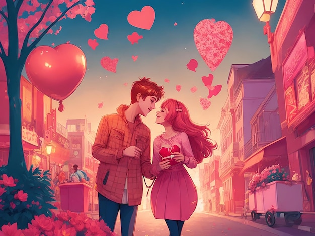 Happy Valentines Day Cartoon Illustration