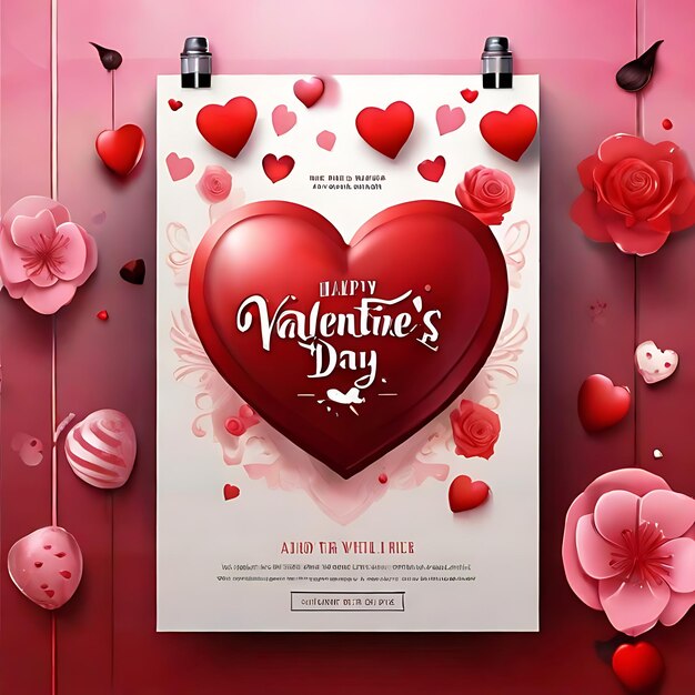 Photo happy valentines day celebration flyersai generated