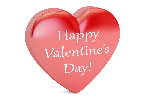 happy valentines day concept inscription on the red heart balloon 3d rendering