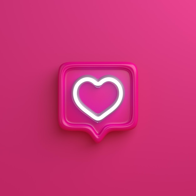 Happy Valentines day concept with 3d heart icon neon, bubble speech decoration background