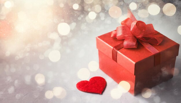 ハッピーバレンタインデーのコンセプト 赤いギフトボックスとハートの形の背景 バレンタインのシーン