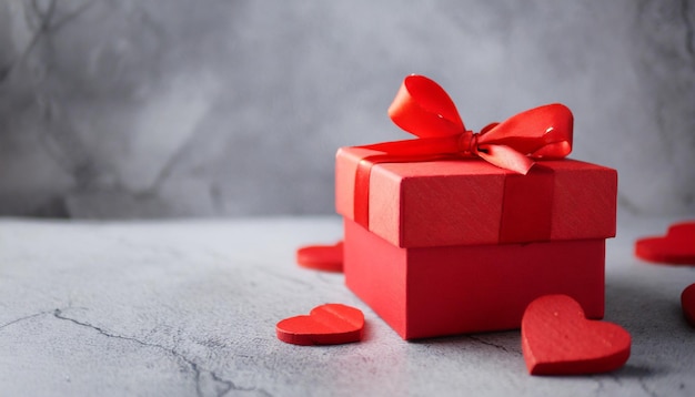 은 선물 상자와 심장 모양의 배경으로 행복한 발렌타인 데이 컨셉 발렌타인의 장면