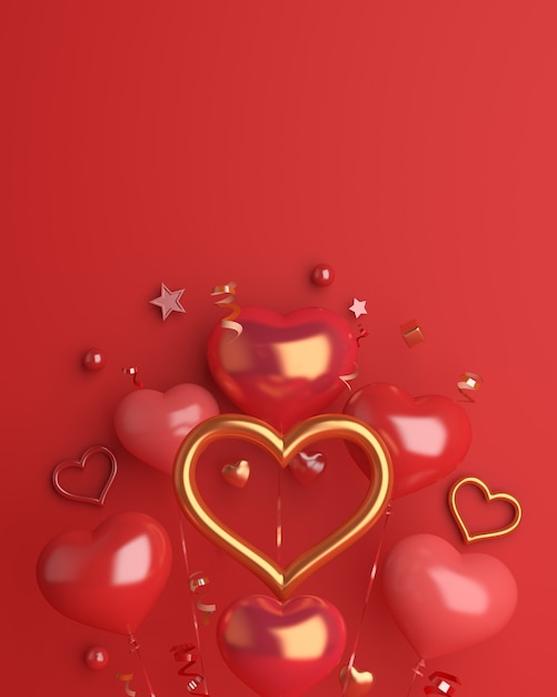 Happy valentines day decoration with heart shape balloon