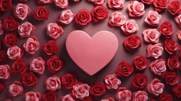 Фото Счастливого дня святого валентина праздничный фон с сердцем из роз