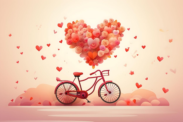 행복한 발렌타인 데이 자전거와 함께 무료 사진