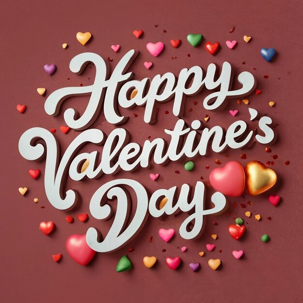 Happy Valentines Day greeting 3d text with love shape