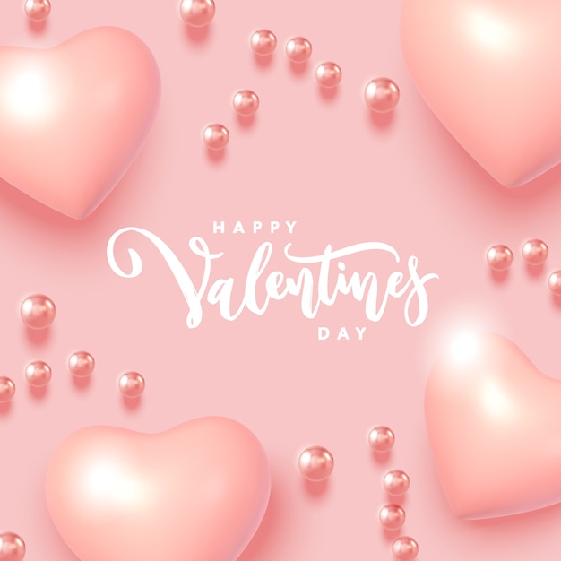 3d letters Happy Valentines day. Lettering inscription isolated on white  background. Celebrating greeting card or banner with pink heart shaped  frame. Font vector illustration Stock Vector Image & Art - Alamy