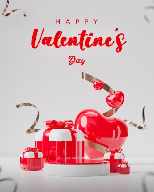 Buon san valentino saluti decorazione social media post 3d rendering