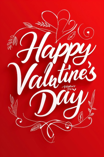 Happy Valentines Day Handwritten Calligraphy text Over white Background Ai Generated