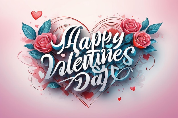 Happy valentines day handwritten text on blurred background 2024