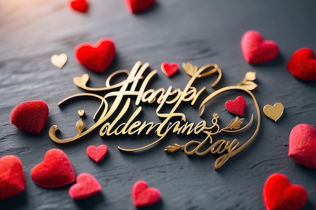 Happy valentines day handwritten text on blurred background 2024