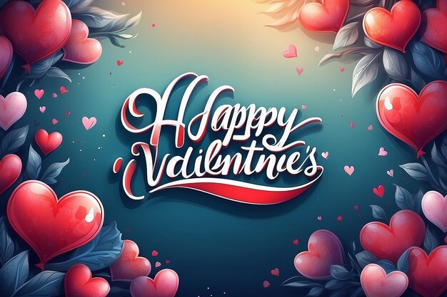 Happy valentines day handwritten text on blurred background 2024