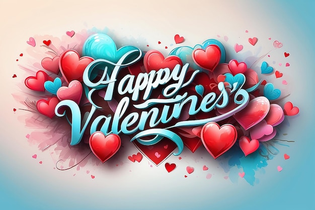 Happy valentines day handwritten text on blurred background 2024