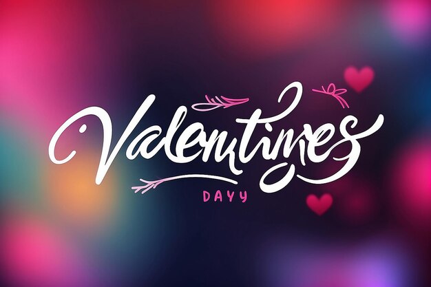 Photo happy valentines day handwritten text on blurred background vector illustration eps10