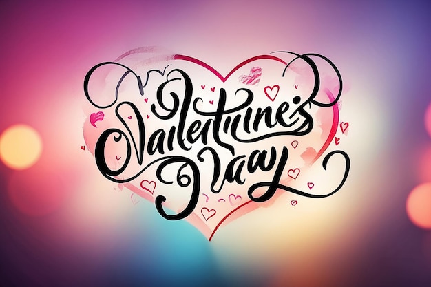 Happy valentines day handwritten text on blurred background vector illustration eps10