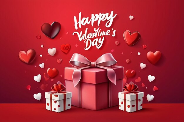 Happy Valentines Day lieve harten en geschenkdoos of achtergrond voor Love Valentijnsdag concept