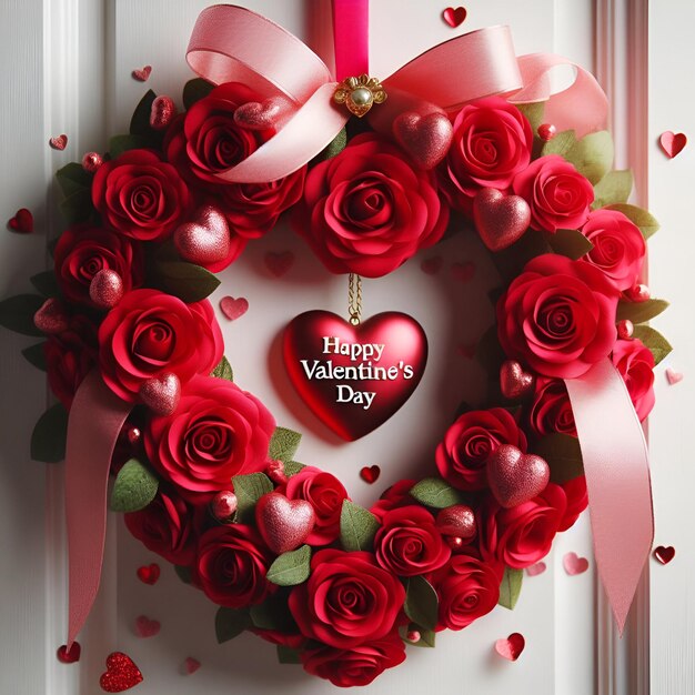 Photo happy valentines day red heart paper banner image for website background desktop wallpaper