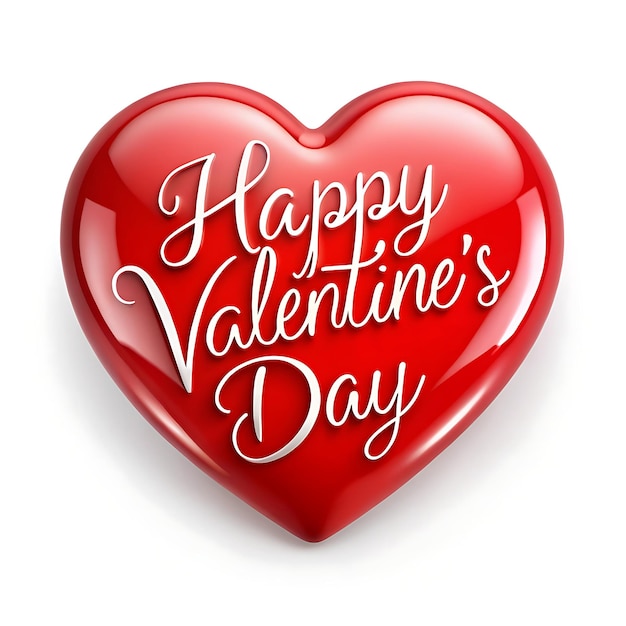 happy valentines day red heart with white text