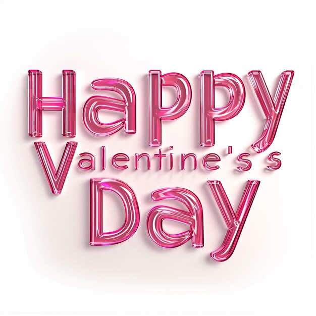Foto happy valentine's day testo 3d illustrazione ad alta risoluzione rendering rosso e bianco colorato