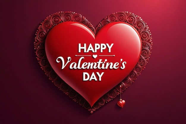 Happy valentines day text lettering heart shape