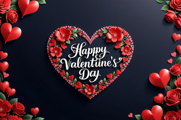 Happy valentines day text lettering heart shape