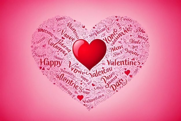 Happy valentines day text lettering heart shape