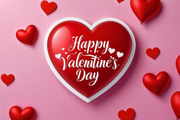 Happy valentines day text lettering heart shape