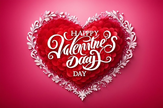 Happy valentines day text lettering heart shape