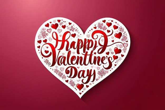 Happy valentines day text lettering heart shape