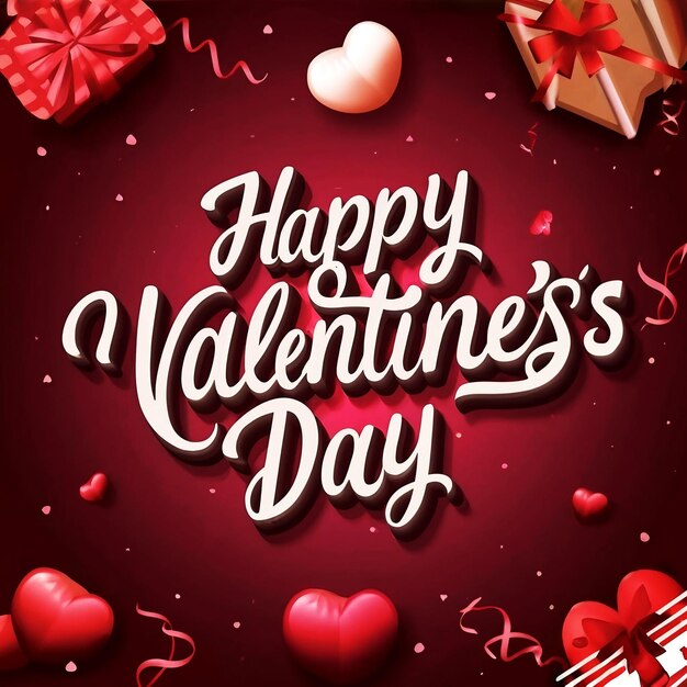 Happy valentines day text and related elements decorated background illustration card