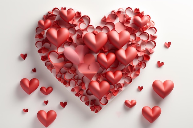Текст с Днем Святого Валентина с вырезанными бумажными сердечками