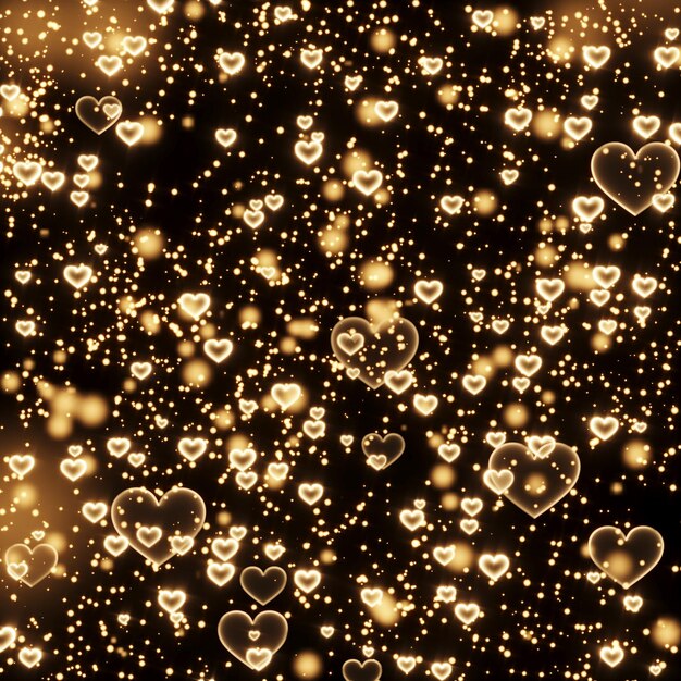 Happy valentines day with light heartshaped in black background premium photo