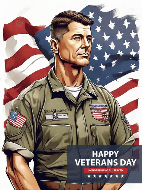 Photo happy veterans day celebration card