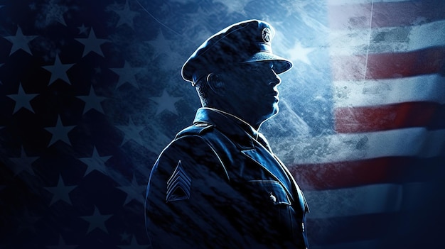 Happy Veterans Day celebration with Officer and soldier salutations day promotional illustrationgen
