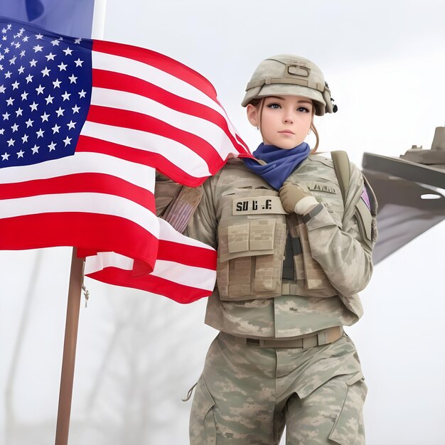 Happy Veterans day Celebration With Soldier and USA flag Amazing Photo AI Generate