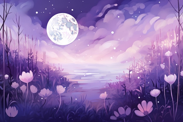 Happy vibes moon in the sky majestic background Beautiful illustration picture Generative AI