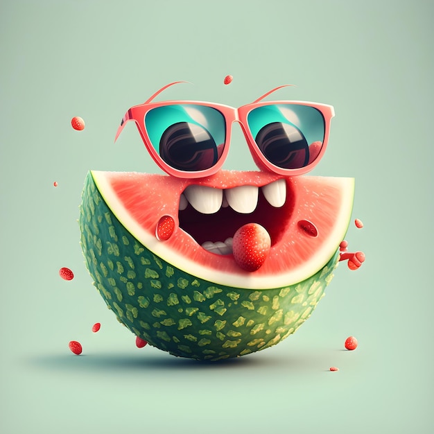 A happy watermelon with sunglasses sticker