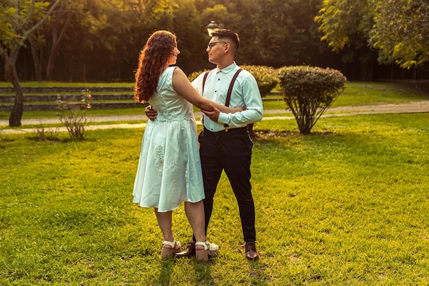 happy wedding couple in beautiful nature landscape