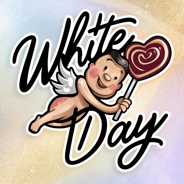 Photo happy white day illustration typography poster