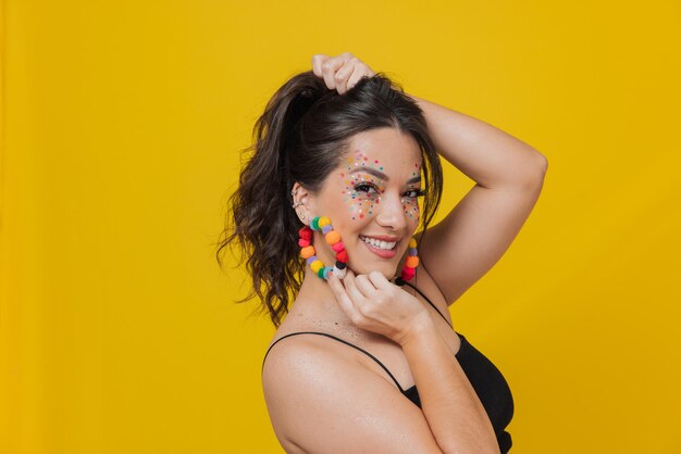 Happy woman at brazil carnival