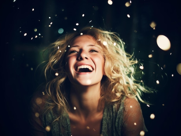 Фото Счастливая женщина празднует красивую жизнь